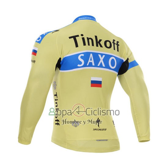 Tinkoff Saxo Bank Ropa Ciclismo Culotte Largo 2015 Mangas Largas Azur y AMarillo
